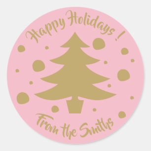 Gold tree & polka dots Holiday stickers