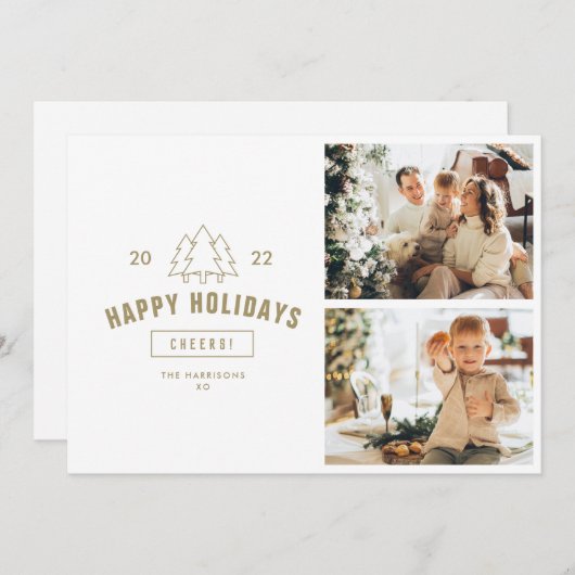 Gold Tree Prettige feestdagen reeks - Multifoto Feestdagenkaart (Voorkant / Achterkant)