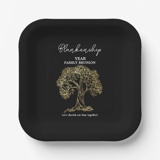 Gold Tree-reeks - zwart wit Papieren Bordje (Voorkant)