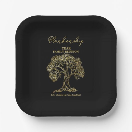 Gold Tree-reeks - zwart wit Papieren Bordje (Voorkant)