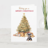 Gold Tree Schnauzer Puppy Christmas Kaart (Voorkant)