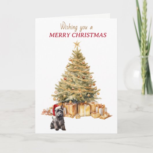 Gold Tree Schotse Terriër Hond Kerst Kaart (Voorkant)