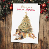 Gold Tree Shetland Sheepdog Christmas Card Feestdagen Kaart