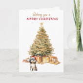 Gold Tree Shih Tzu Dog Christmas Kaart (Voorkant)