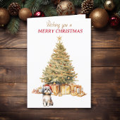 Gold Tree Shih Tzu Dog Christmas Kaart
