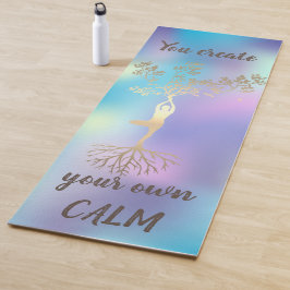 Gold Tree Silhouette, kleurrijke holografische Yog Yogamat