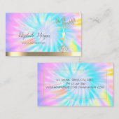 Gold Tree Silhouette, Yoga Instructor Tie Dye Visitekaartje (Voorkant / Achterkant)