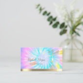 Gold Tree Silhouette, Yoga Instructor Tie Dye Visitekaartje (Staand voorkant)