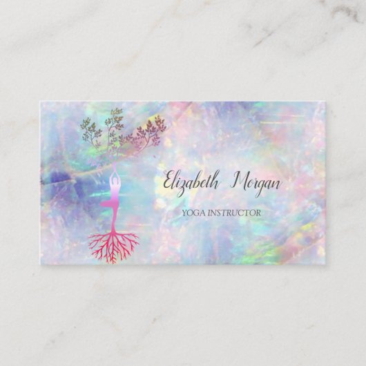 Gold Tree Silhouette, Yoga, Opal Visitekaartje (Voorkant)