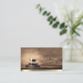 Gold Tree Woman Silhouette,Zen Stones Brown Visitekaartje (Staand voorkant)