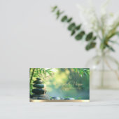 Gold Tree Woman Silhouette,Zen Stones Green Visitekaartje (Staand voorkant)