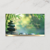 Gold Tree Woman Silhouette,Zen Stones Green Visitekaartje (Voorkant)