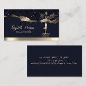 Gold Tree Women Silhouette Black Glitter Visitekaartje (Voorkant / Achterkant)