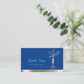 Gold Tree Women Silhouette, Blue Yoga Instructor Visitekaartje (Staand voorkant)