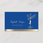 Gold Tree Women Silhouette, Blue Yoga Instructor Visitekaartje (Voorkant)