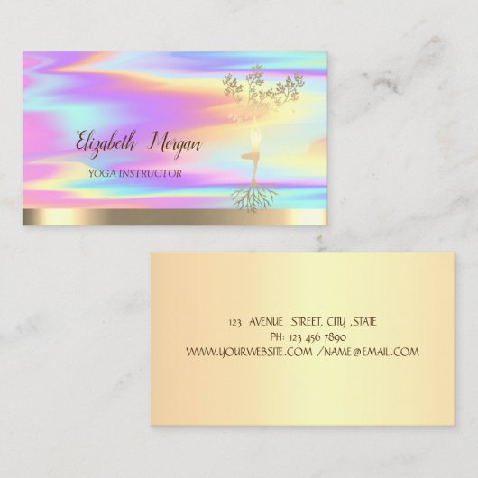 Gold Tree Women Silhouette, holografisch Visitekaartje (Voorkant / Achterkant)