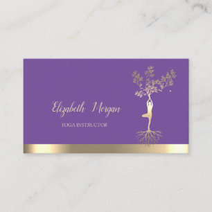 Gold Tree Women Silhouette Violet Yoga Instructor Visitekaartje