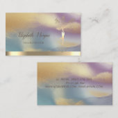 Gold Tree Women Silhouette Yoga Colorful Visitekaartje (Voorkant / Achterkant)