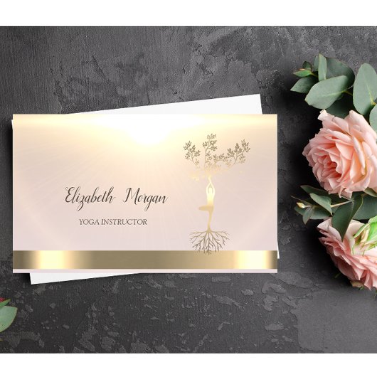 Gold Tree Women Silhouette Yoga Instructor Visitekaartje