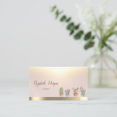 Gold Tree Women Silhouette Yoga Instructor Visitekaartje (Staand voorkant)