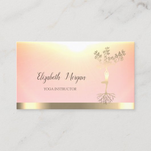 Gold Tree Women Silhouette Yoga Shiny Visitekaartje (Voorkant)