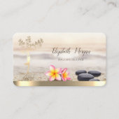 Gold Tree Women Silhouette, Zen Stones, Flowers Visitekaartje (Voorkant)