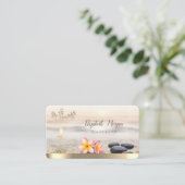 Gold Tree Women Silhouette, Zen Stones, Flowers Visitekaartje (Staand voorkant)