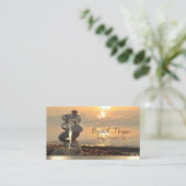 Gold Tree Women Silhouette, Zen Stones Sunset Beac Visitekaartje (Staand voorkant)