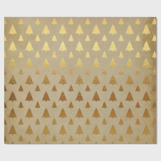 Gold Trees kerstpapier Cadeaupapier (Vlak)