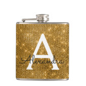Gold Trendy Sparkle Monogram Initiaal Heupfles (Voorkant)