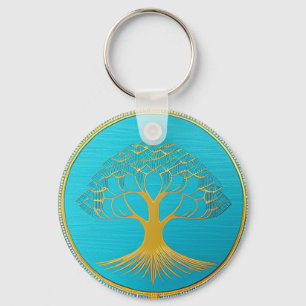 Gold Triangle Tree of Life Sleutelhanger