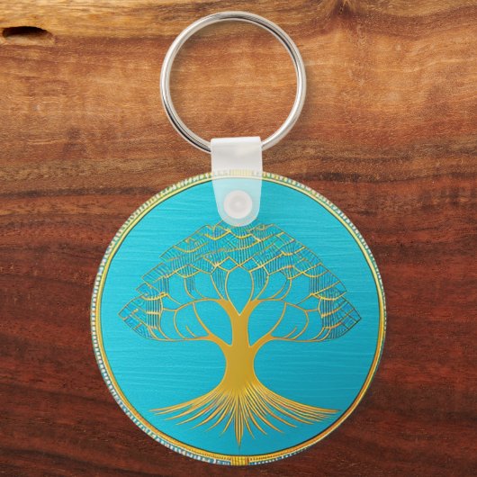 Gold Triangle Tree of Life Sleutelhanger (Voorkant)