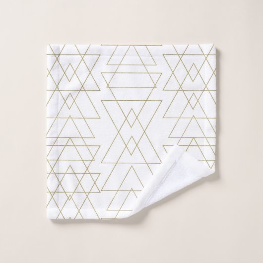 Gold Triangles Chic White Modern Glamour Bad Handdoek (Wasdoekje)