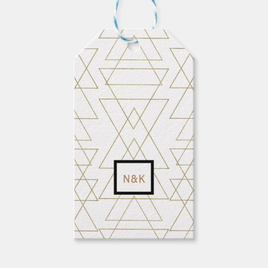 Gold Triangles Chic White Modern Glamour Cadeaulabel (Voorkant)