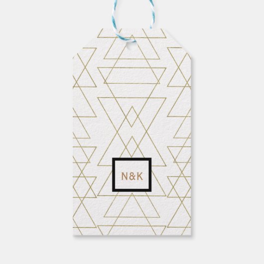 Gold Triangles Chic White Modern Glamour Cadeaulabel (Achterkant)