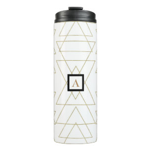 Gold Triangles Chic White Modern Glamour Thermosbeker
