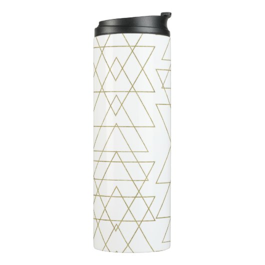 Gold Triangles Chic White Modern Glamour Thermosbeker (Gedraaid links)