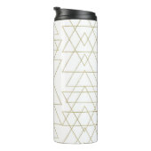 Gold Triangles Chic White Modern Glamour Thermosbeker (Geroteerd rechts)