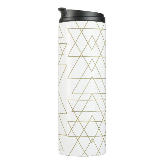 Gold Triangles Chic White Modern Glamour Thermosbeker (Geroteerd rechts)