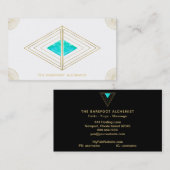 *~* Gold Triangles Sacred Geometry Alchemy White Visitekaartje (Voorkant / Achterkant)