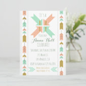 Gold Tribal Arrow Baby shower Invitation Kaart (Staand voorkant)