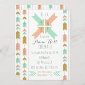 Gold Tribal Arrow Baby shower Invitation Kaart (Voorkant / Achterkant)