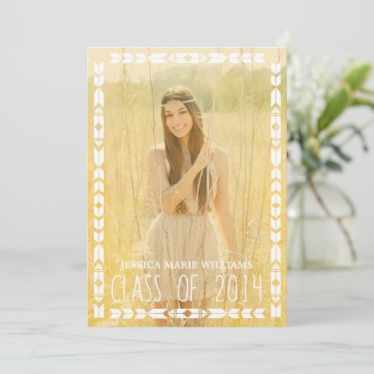 Gold Tribal Aztec Graduation Invitations Kaart (Staand voorkant)