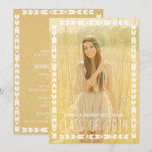 Gold Tribal Aztec Graduation Invitations Kaart (Voorkant / Achterkant)