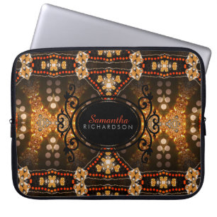 Gold Tribal Batik - laptophoes met aangepaste naam Laptop Sleeve