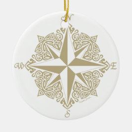Gold Tribal Compass Roos Keramisch Ornament