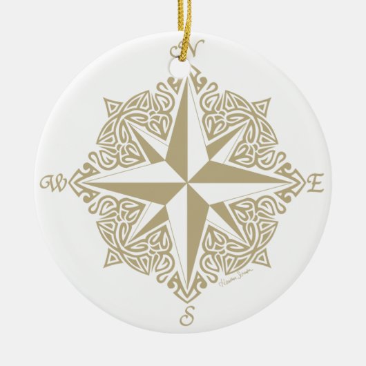 Gold Tribal Compass Roos Keramisch Ornament (Voorkant)