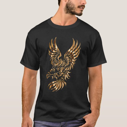 Gold Tribal Eagle Phoenix T-shirt (Voorkant)