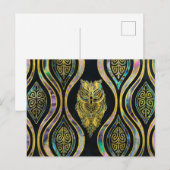 Gold Tribal Owl op Boho Abalone Pattern Briefkaart (Voorkant / Achterkant)