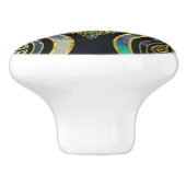 Gold Tribal Owl op Boho Abalone Pattern Keramische Knop (Zijkant)